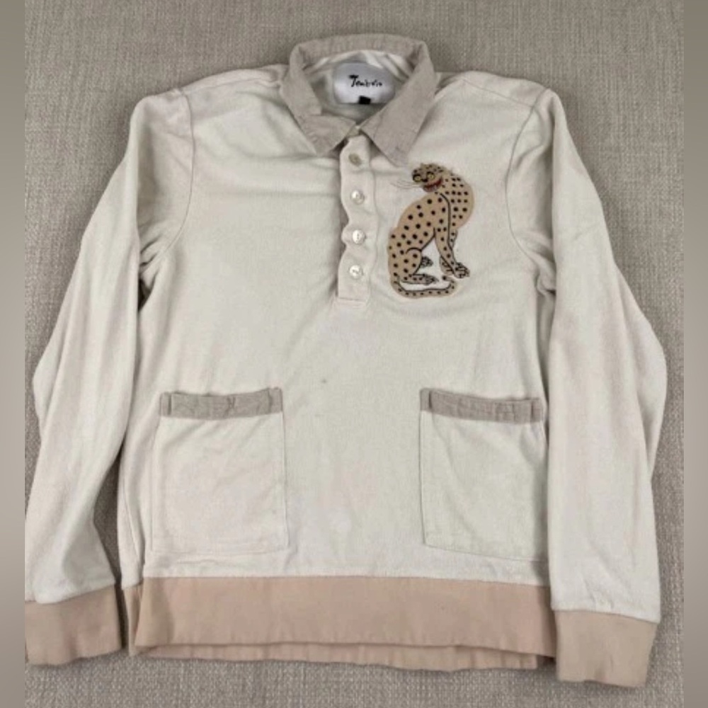 Tombolo Sun Leopard Cabana Long-Sleeve Shirt Top Size Medium M *as worn by Jay Z